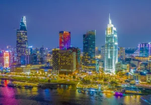 Thành phố Hồ Chí Minh về đêm qua ống kính flycam